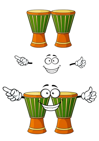 Desenhos animados Africano de madeira djembe tambor personagem — Vetor de Stock