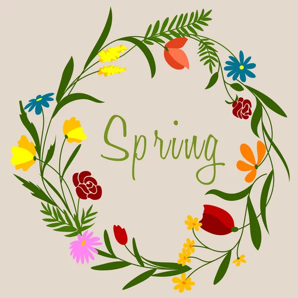 Couronne de fleurs de printemps pour la décoration saisonnière — Image vectorielle