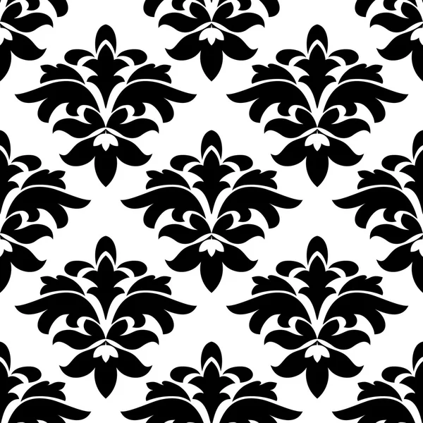 Modèle sans couture vintage arabesque noir et blanc floral — Image vectorielle