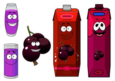 Mutlu karikatür Frenk üzümü meyve ve meyve suyu içecekler