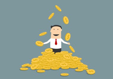 Successful businessman juggling his money coins