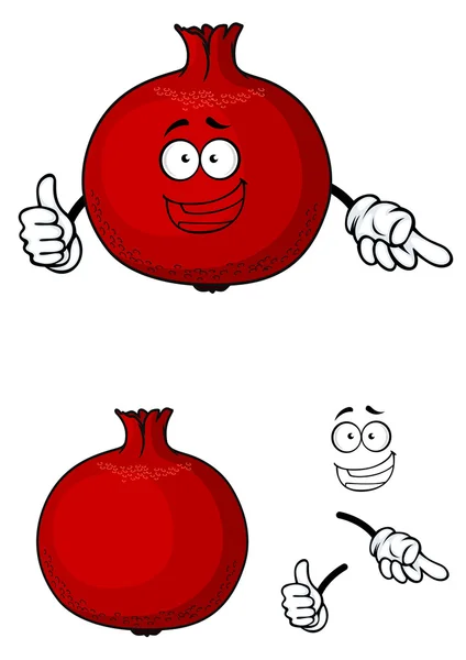Happy red pomegranate fruit giving a thumbs up — Stock Vector