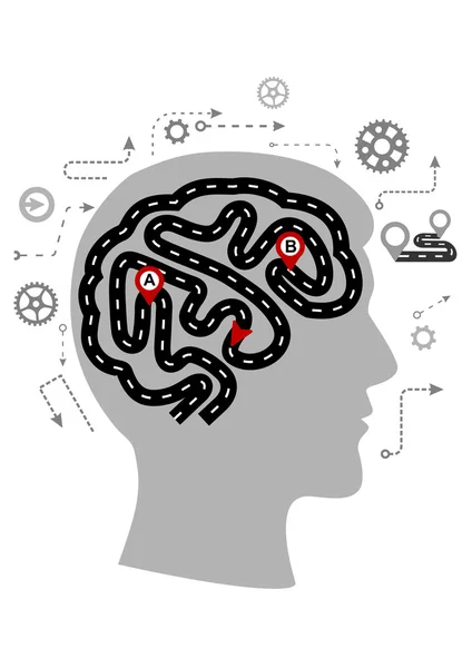 Thought processes of a human brain — Stock Vector