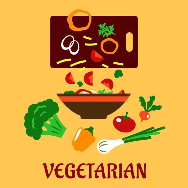 Healthy vegetarian cuisine flat concept — Stock Vector