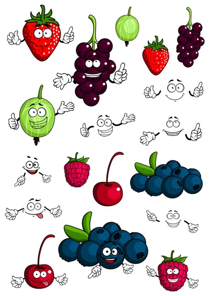 Healthy berries and fruits characters — Stock Vector