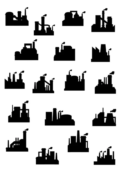 Industrial fábricas e refinarias conjunto ícone —  Vetores de Stock