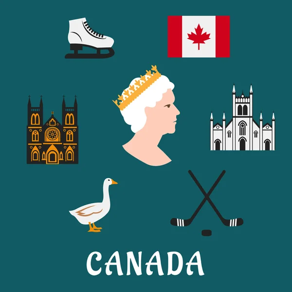 Canada travel flat icons and symbols — Stock Vector