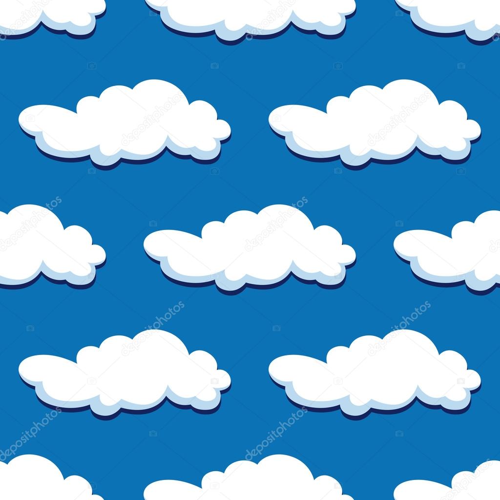 Blue cloudy sky seamless pattern