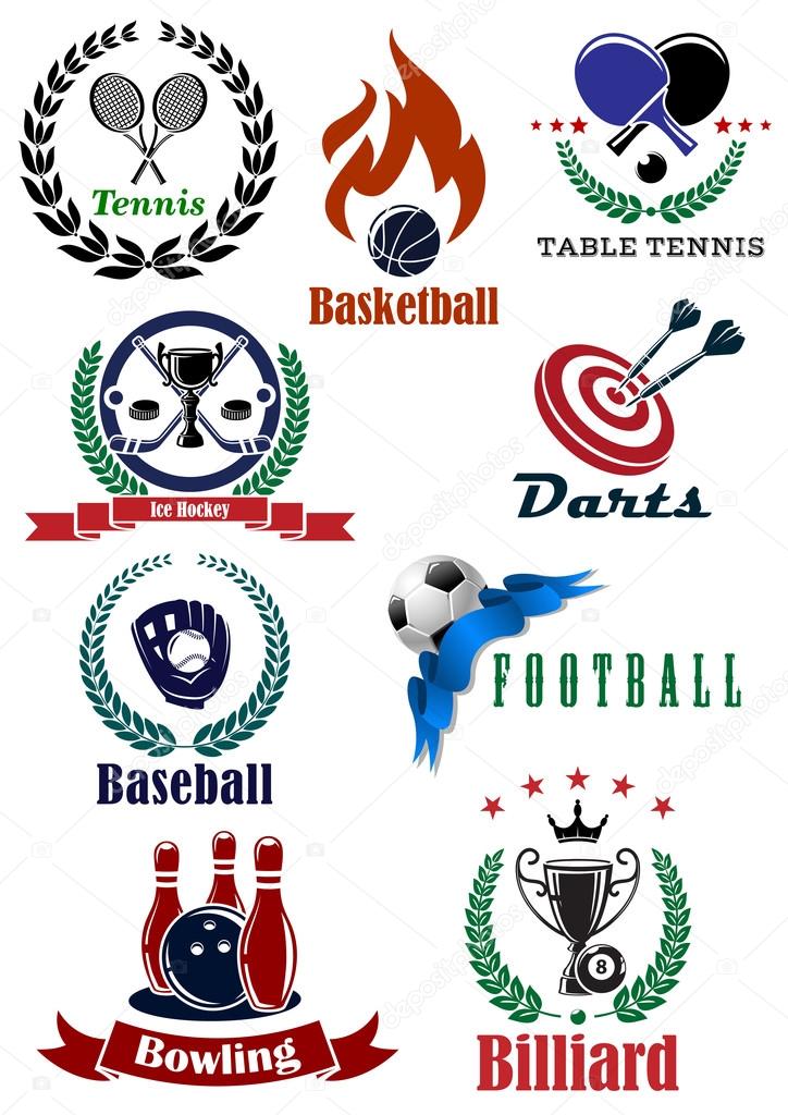 Set of sports tournament emblems and badges