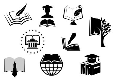 Siyah-beyaz eğitim veya bilgi simgesi