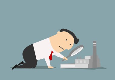 çizgi film işadamı Büyüteç endüstriyel fabrika