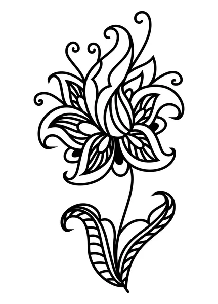 Décor délicat motif floral noir — Image vectorielle