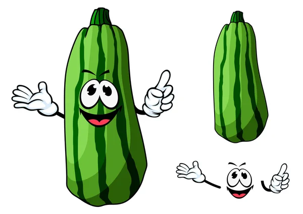 Heureux vert dessin animé courgettes légumes — Image vectorielle