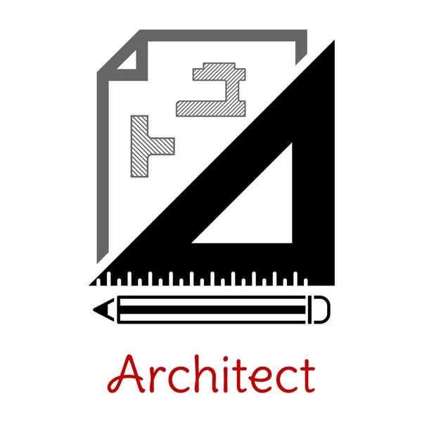 Black and white architect icon — Stock Vector