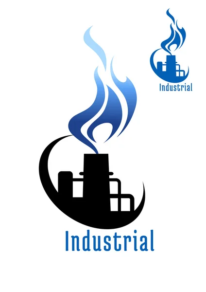 Impianto industriale con fiamma di gas blu — Vettoriale Stock