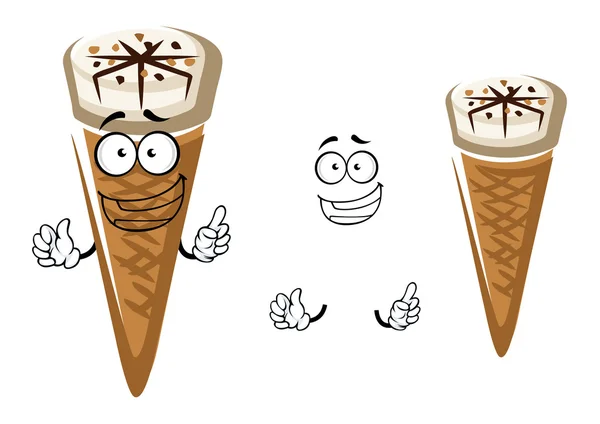 Lindo helado de verano de dibujos animados en un cono — Archivo Imágenes Vectoriales