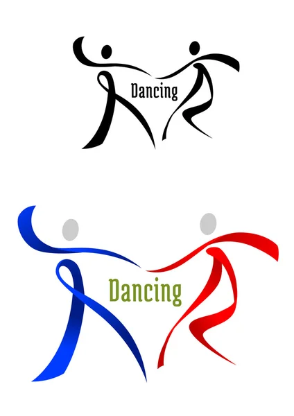 Dansen partner embleem in lint stijl — Stockvector