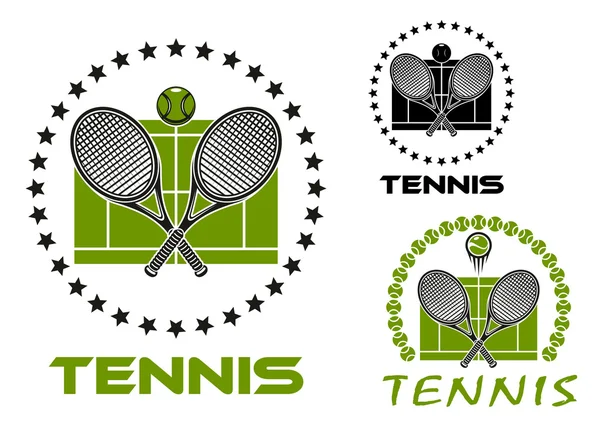 Tennis-Spiel Sport Embleme und Symbole — Stockvektor