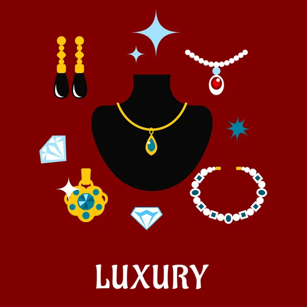 Luxury concept displaying expensive jewelry — Stock Vector