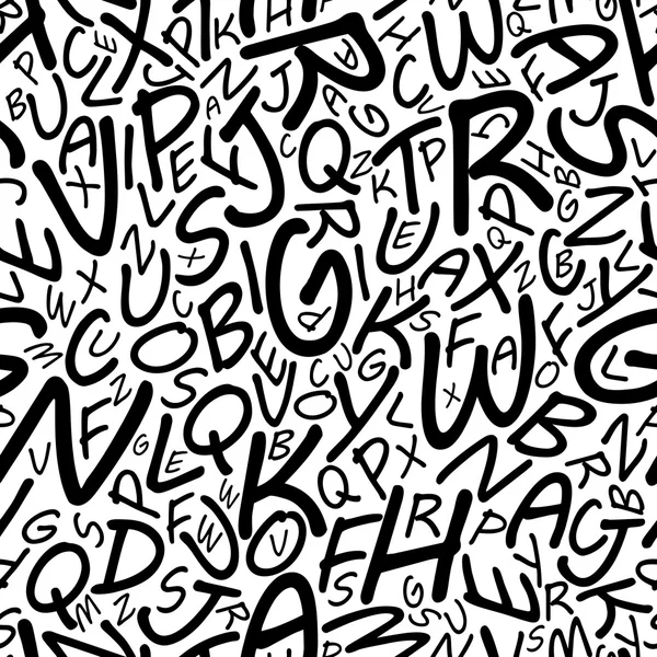 Sömlös alfabetet mönster i ett cartooned teckensnitt — Stock vektor