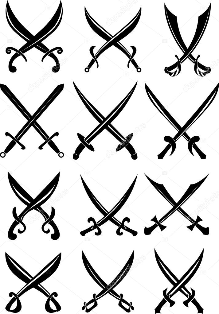 Pirate crossed swords and sabers