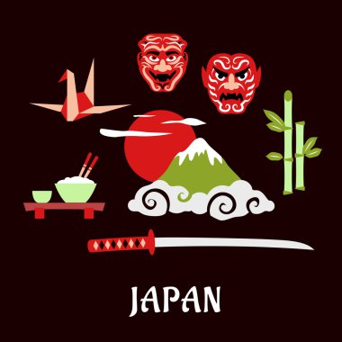 Japonya seyahat düz kavramı ile kültürel simgeleri