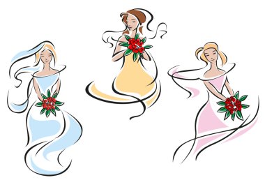 Renkli gelinlik içinde romantik gelinler
