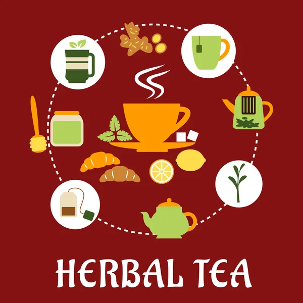 Diseño de infografía plana de té de hierbas con iconos — Vector de stock