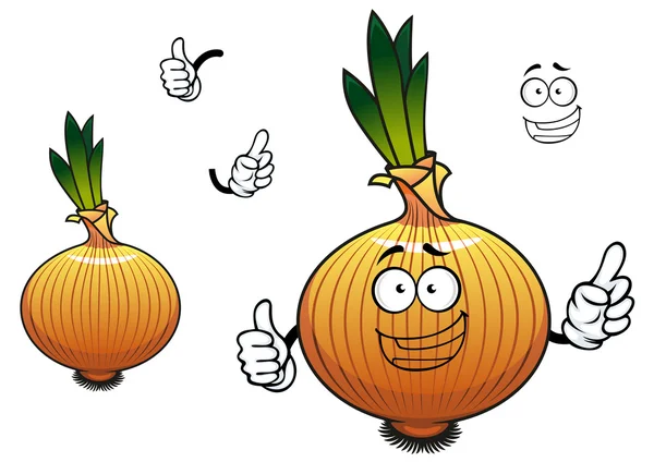 Sprouted cartoon golden onion vegetable character — Stock Vector