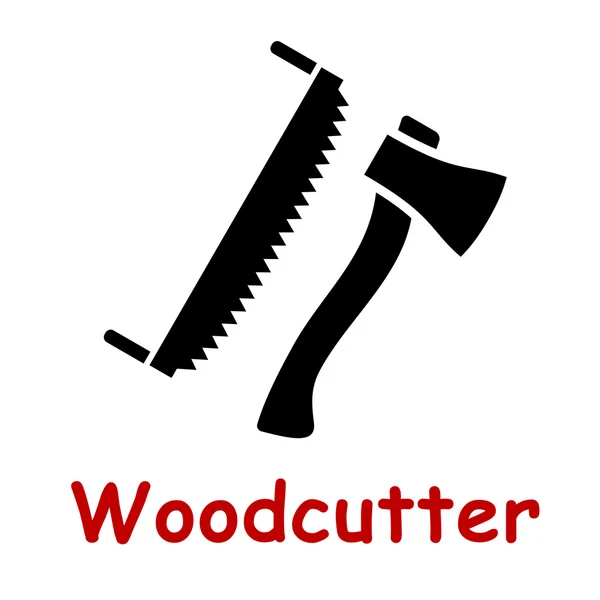 Ícones de silhueta de ferramentas de machado e serra — Vetor de Stock