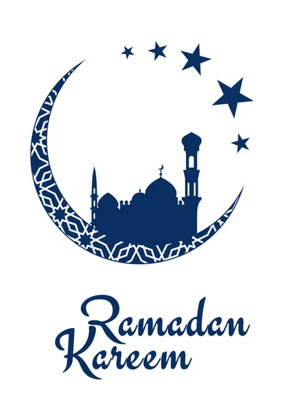 Рамадан Карім оформлення з мечеть і місяця — стоковий вектор