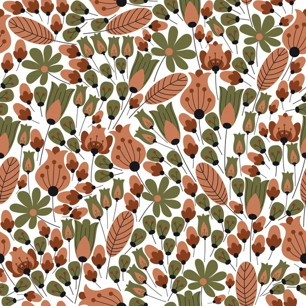 复古的风格化的草本植物无缝模式 — 图库矢量图片
