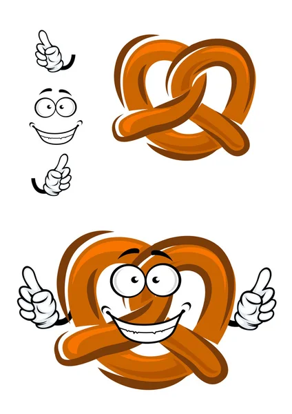 Happy cartoon bavarian crispy pretzel — Stock Vector