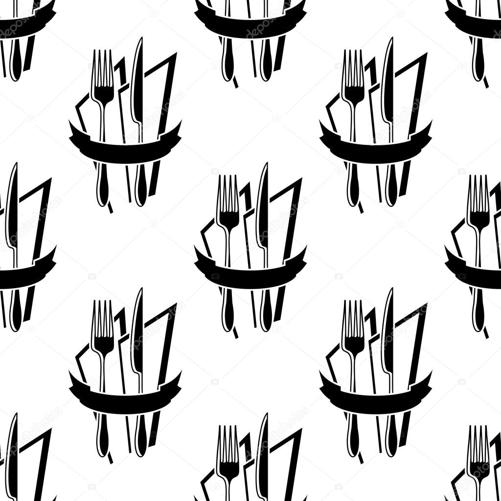 Seamless pattern of forks and knives