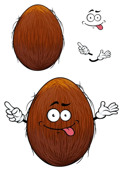 Schattig gelukkig cartoon kokosnoot met een cheesy grijns — Stockvector
