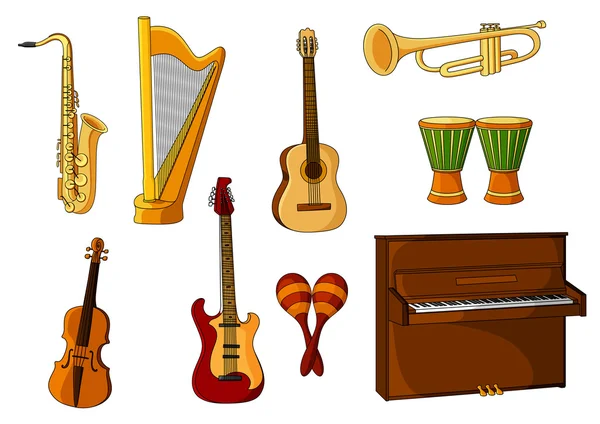 Grand ensemble d'instruments de musique divers — Image vectorielle