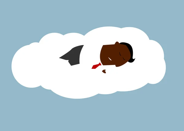 雲の上眠っているアフリカの実業家 — ストックベクタ