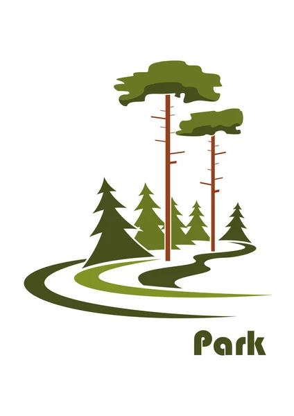Логотип парку з соснами відповідає ялинам — стоковий вектор
