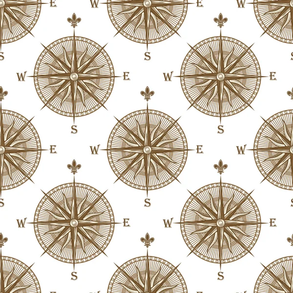 Vintage compass sign seamless pattern — Stock Vector