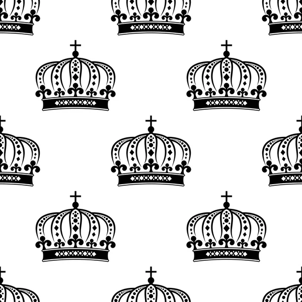 Black royal crown seamless pattern — Stock Vector