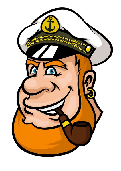 Feliz capitão dos desenhos animados ou personagem marinheiro — Vetor de Stock