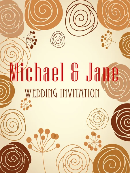 Diseño de plantilla de invitación de boda floral — Vector de stock