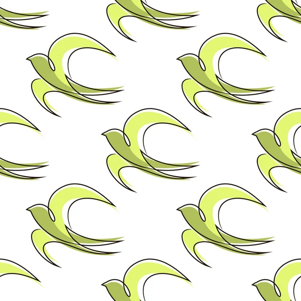 无缝模式的大纲抽象燕子鸟 — 图库矢量图片