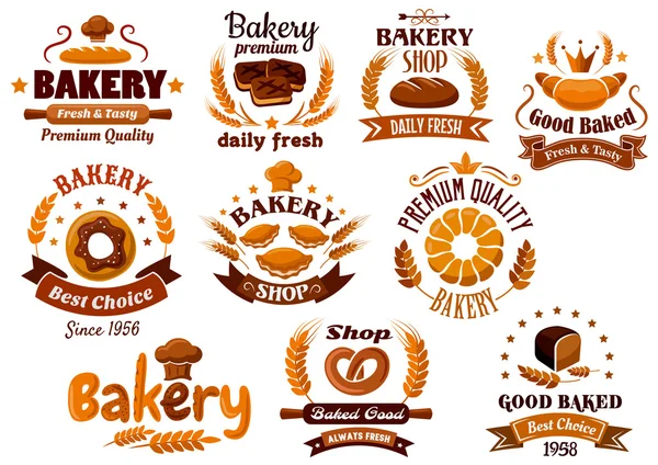 Bakery emblems, symbols and labels — Stock Illustration Bakery emblems, symbols and labels Royalty Free Stock Vectors