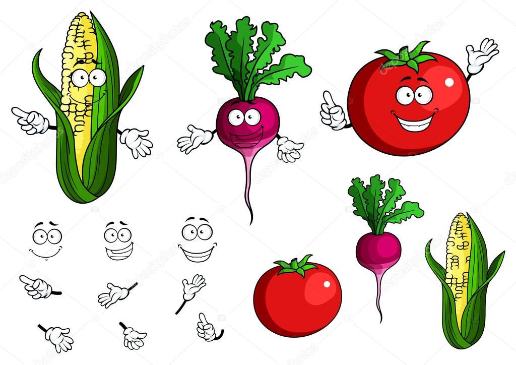 Fresh healthy happy cartoon vegetables Stock Vector Image by ©Seamartini  #74020353