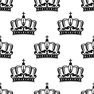 Siyah ve beyaz Kraliyet tacı seamless modeli