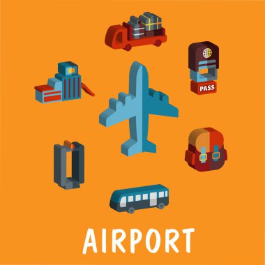 Renkli birim airport simgeler kümesi