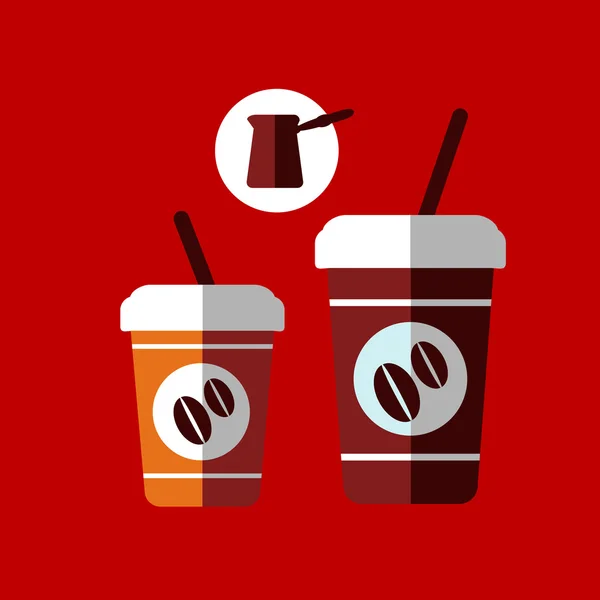 Plat tasses à café à emporter dessin animé — Image vectorielle