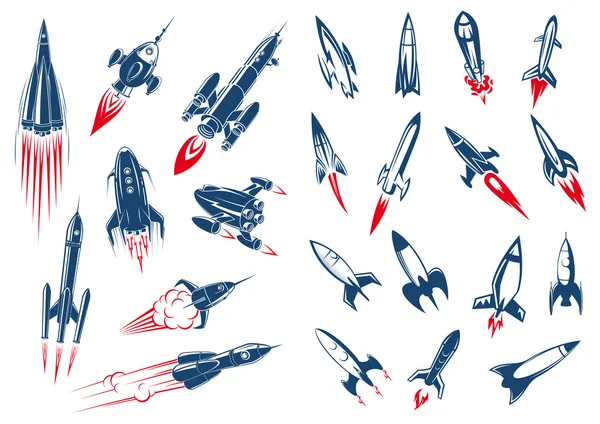 Fusées spatiales et missiles militaires — Image vectorielle