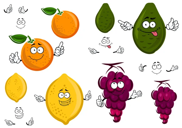 Divertente cartone animato isolato personaggi della frutta — Vettoriale Stock